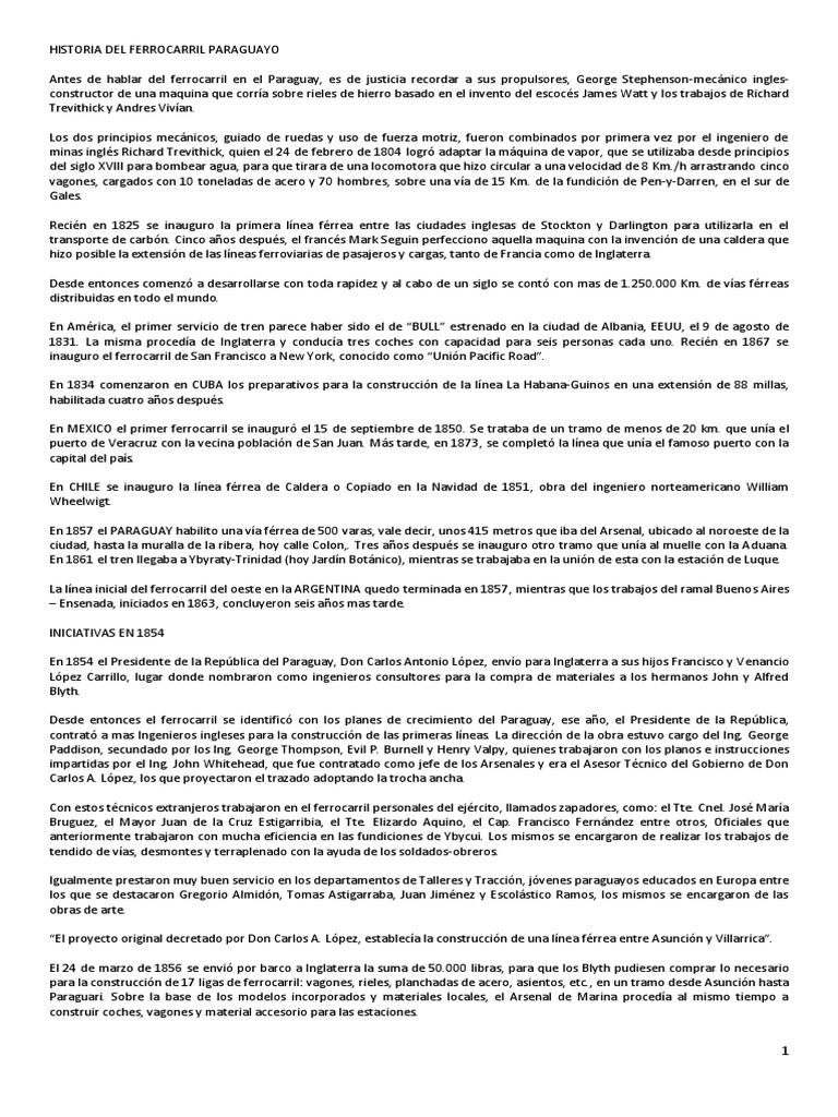 Ferrocarril Carlos Antonio López | PDF | Transporte ferroviario ...