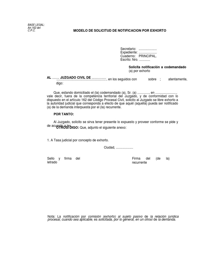 Solicitud Para Notificar Por Exorto