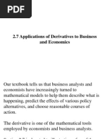 2.7 Applications of Derivatives To Business and Economics