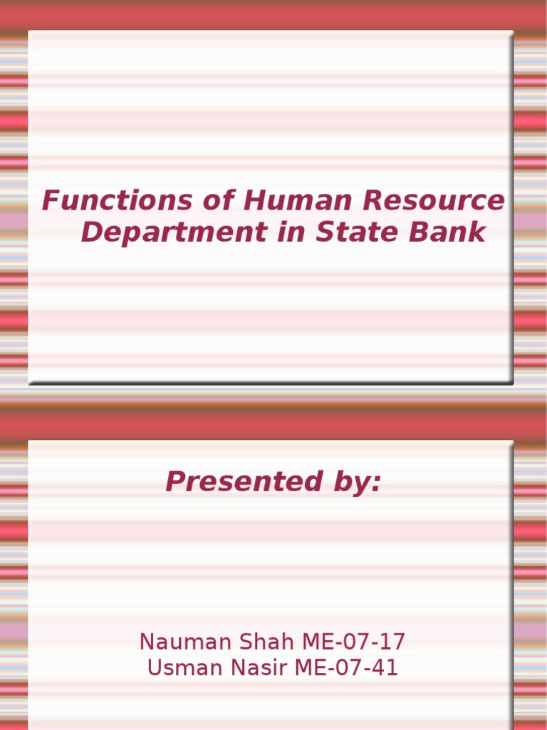 Human Resource Department Functions in State Bank of Pakistan PDF