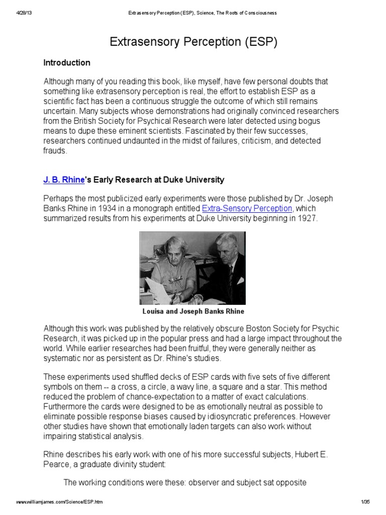 Rhine's ESP Experiments and Critiques | PDF | Parapsychology ...