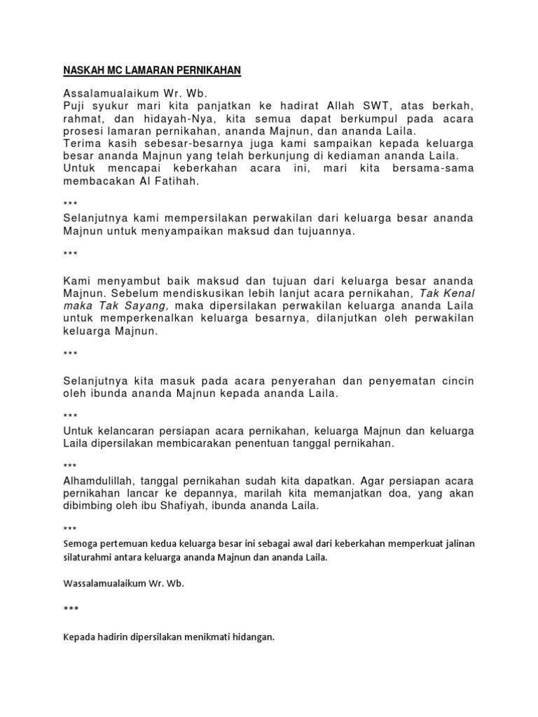 Kumpulan Contoh Teks Pembawa Acara Pernikahan Bahasa Jawa