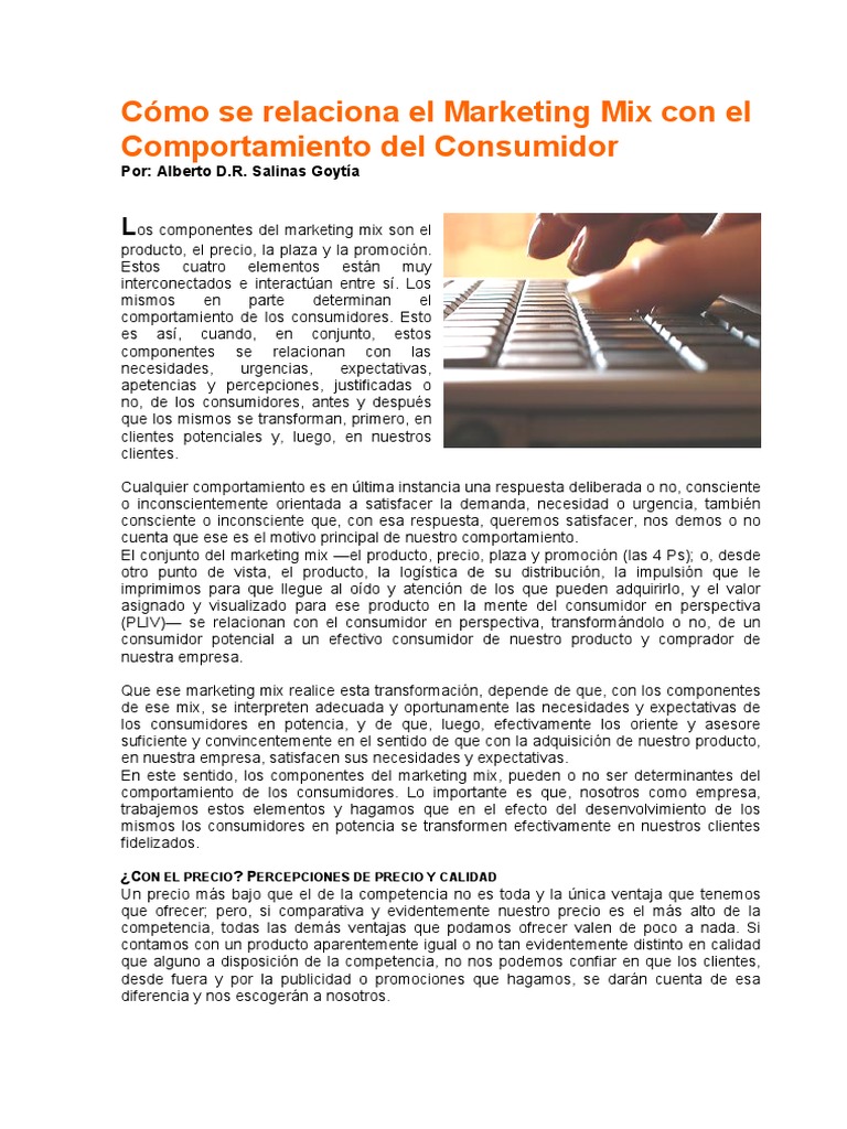 Marketing Mix y Comportamiento del Consumidor | PDF | Producto (Negocio ...