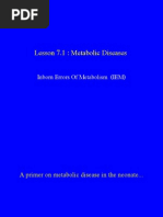 Lesson 7.1 Inborn Errors of Metabolism