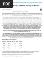 Wendler Bench Secrets Weight Training Recreation