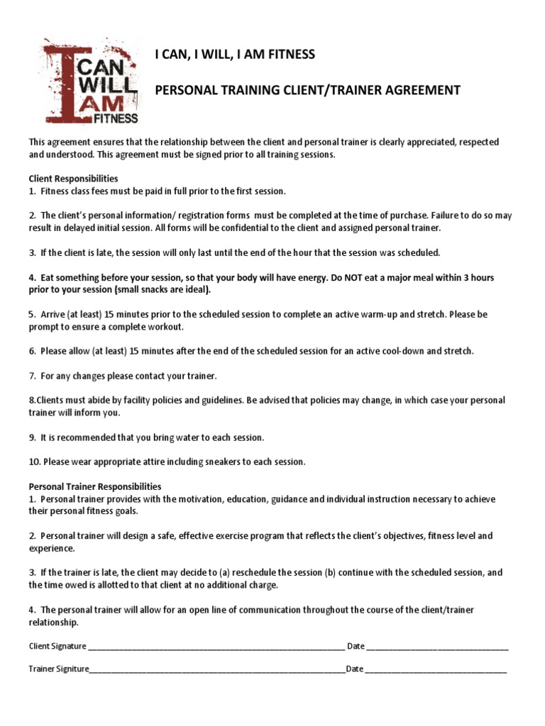 I Am Fitness Agreement | PDF