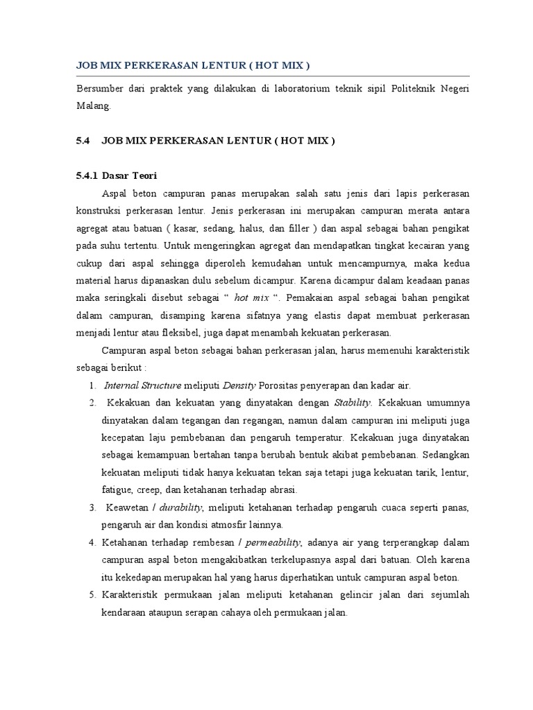 Job Mix Perkerasan Lentur PDF
