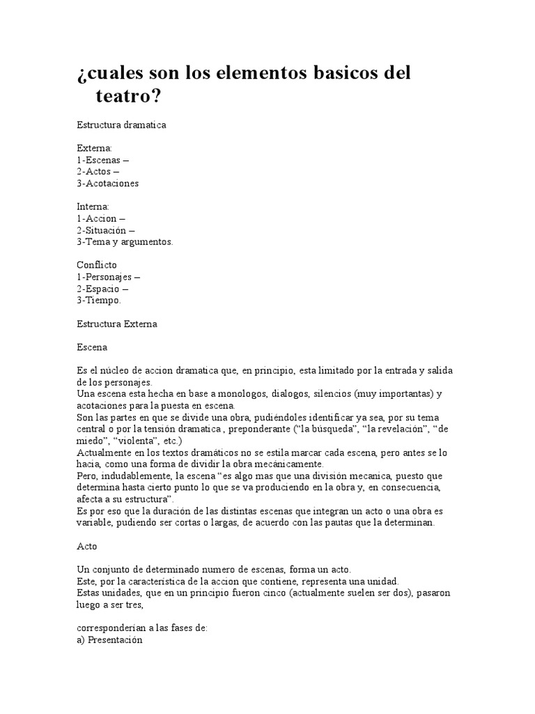 Cuales son los elementos basicos del teatro pdf conflicto proceso