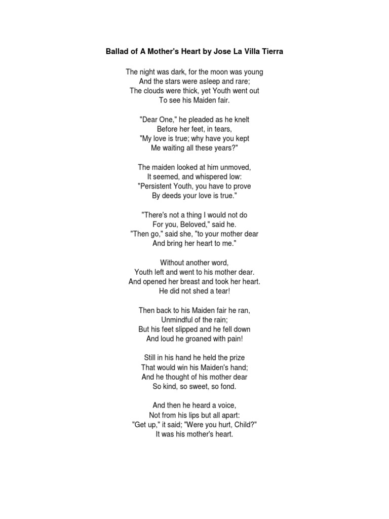 Ballad of a Mother's Heart (Verse Choir Piece)