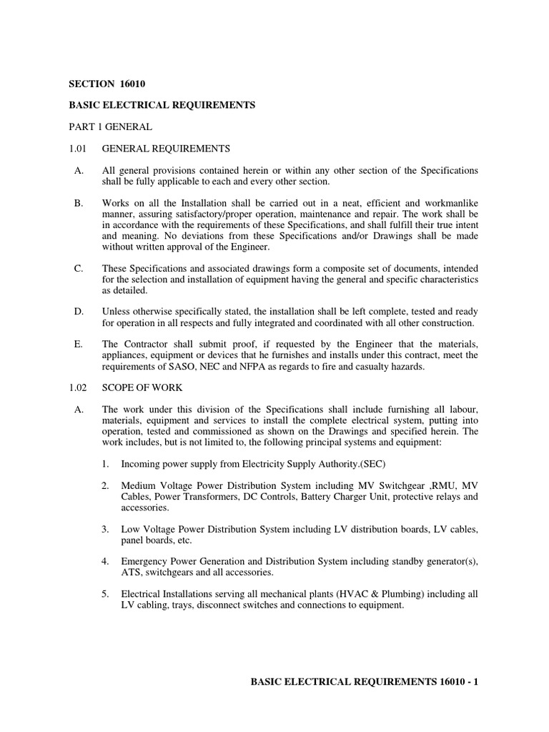 Saudi Arabia Electrical Installation Standards | PDF | Electrical ...