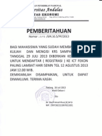 Persyaratan Pendaftaran Ulang Semester Ganjil 2013 - 2014