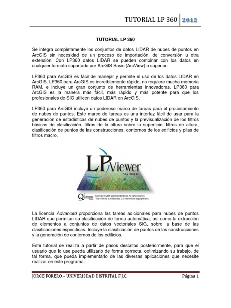 Tutorial Lp360 Uso De Lidar En Arcgis Pdf Programa De Computadora