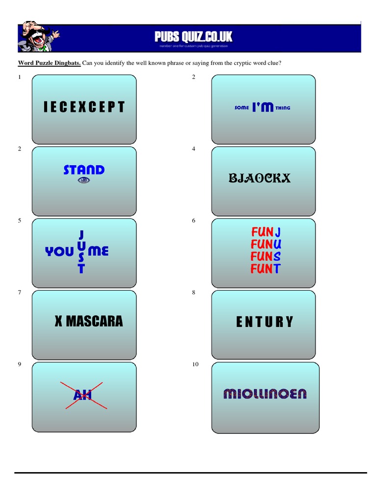 Dingbats Picture Quiz PDF