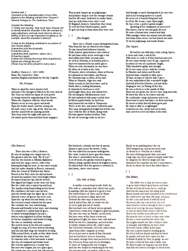 Chaucer Seminar 1 - Prologue | The Canterbury Tales