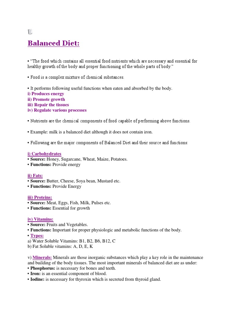 Essential Components of a Balanced Diet | PDF | Wellness