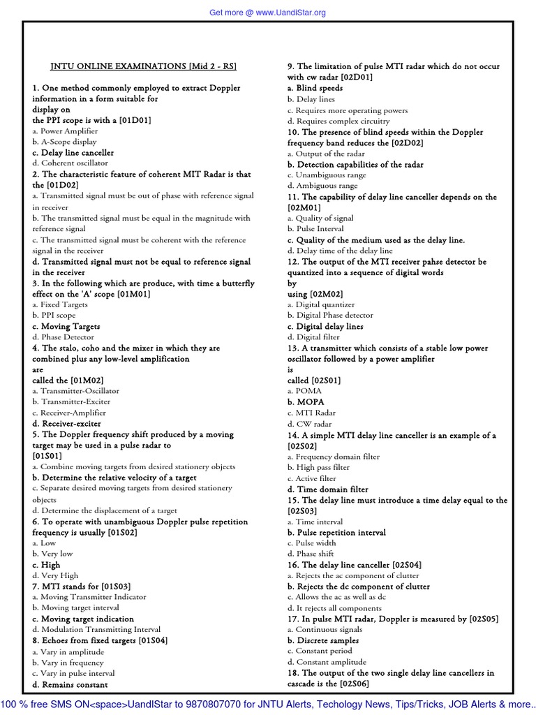 Radar Systems PDF Signal To Noise Ratio Filter (Signal Processing)