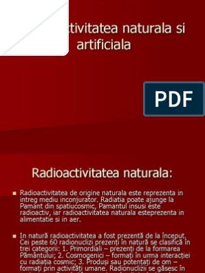 intentional Debtor Radioactive Radioactivitatea Naturala Si Artificiala | PDF