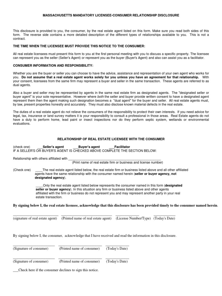 Massachusetts Mandatory Licensee Consumer Relationship Disclosure PDF