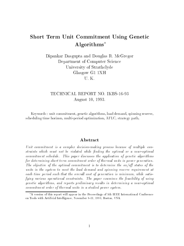 Genetic Algorithms for Unit Commitment | PDF | Genetic Algorithm ...