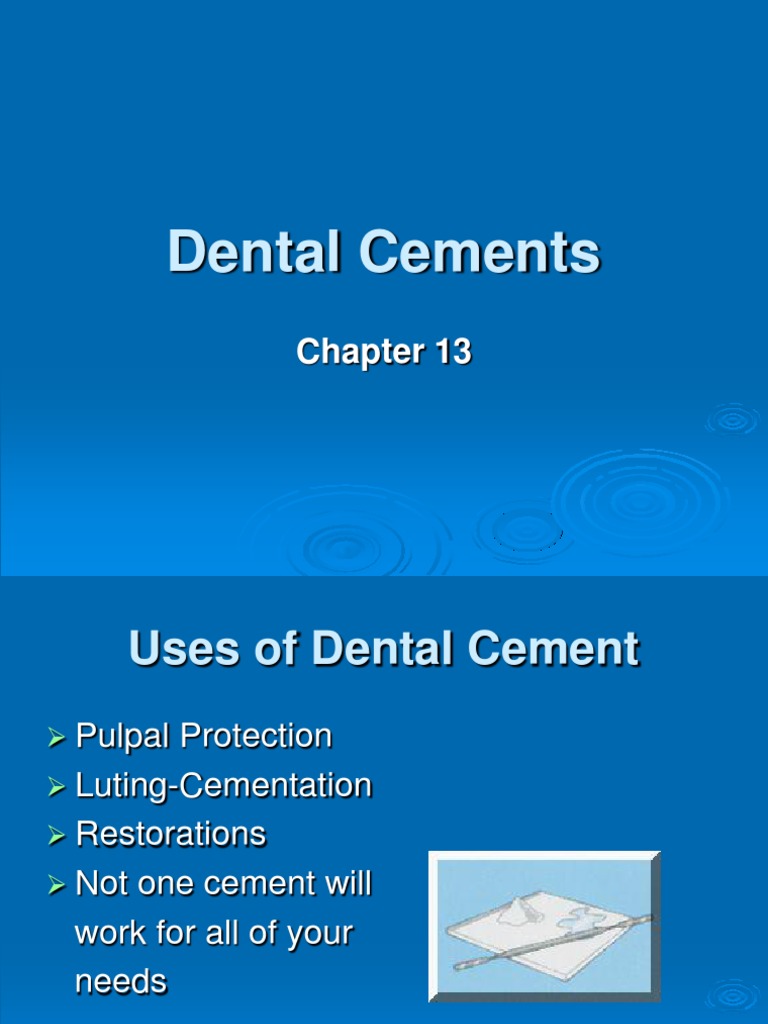 Dental Cements Chapter 13 PDF Physical Sciences Chemical Substances