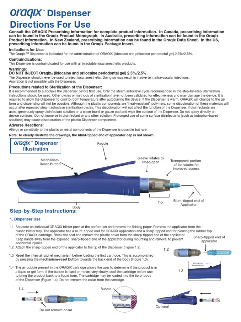 Oraqix Instructions | PDF | Sterilization (Microbiology) | Medicine