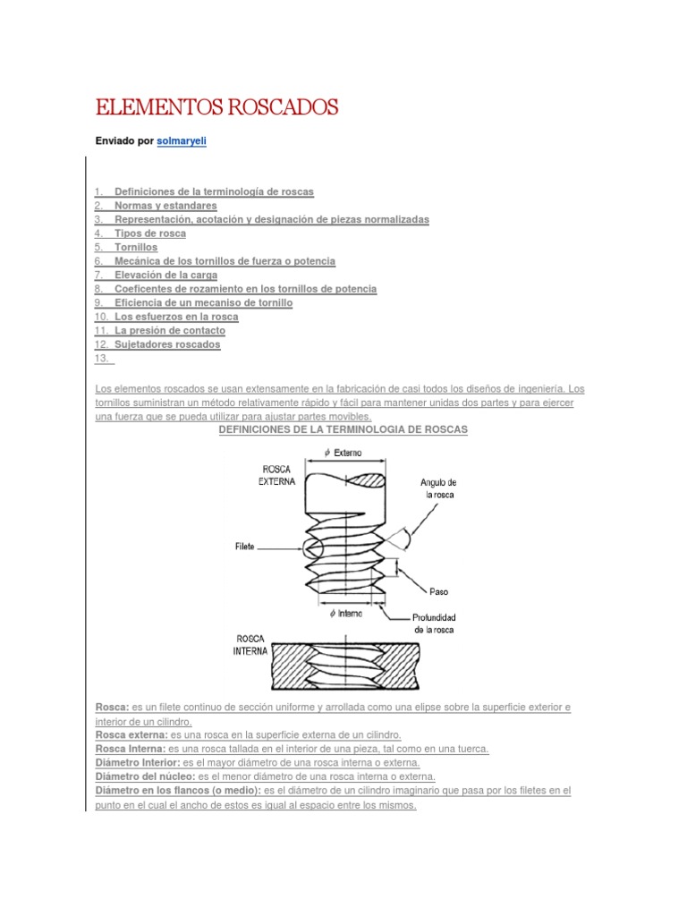 Elementos Roscados | PDF | Tornillo | Perforar