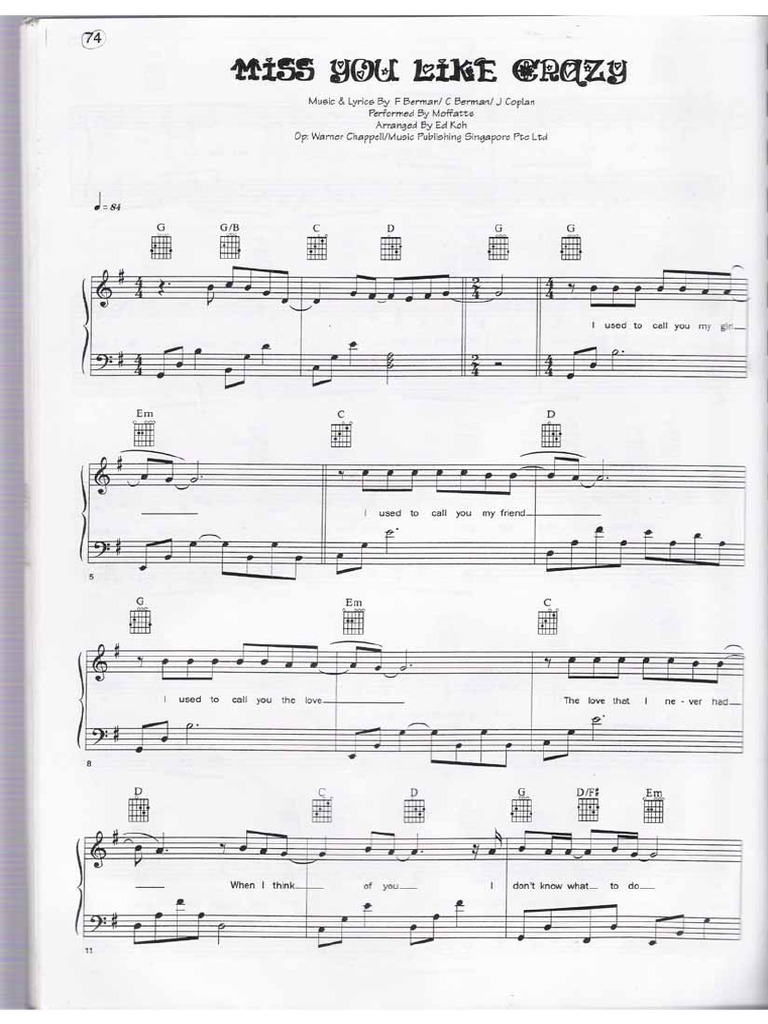 Miss You Like Crazy - Moffatts 4LGCP Piano