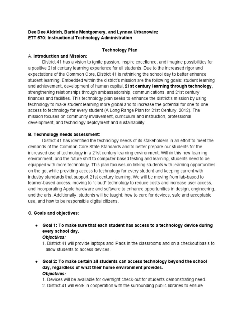 Technologyplan | PDF | Help Desk | Laptop