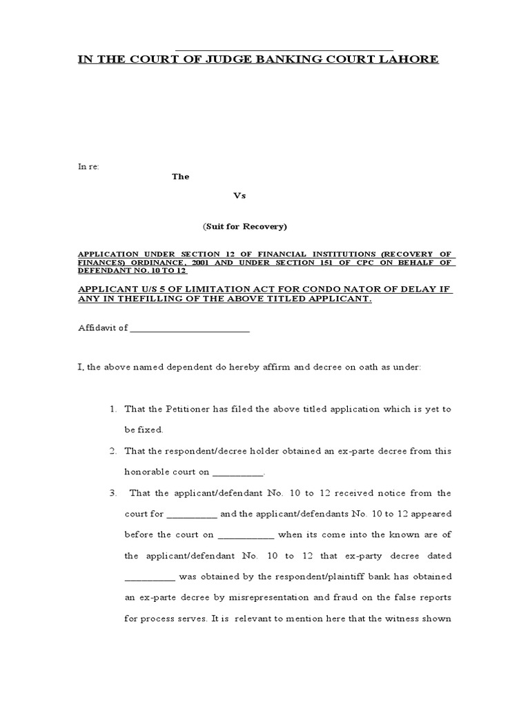 In The Court of Judge Banking Court Lahore | PDF | Lawsuit | Civil Law ...