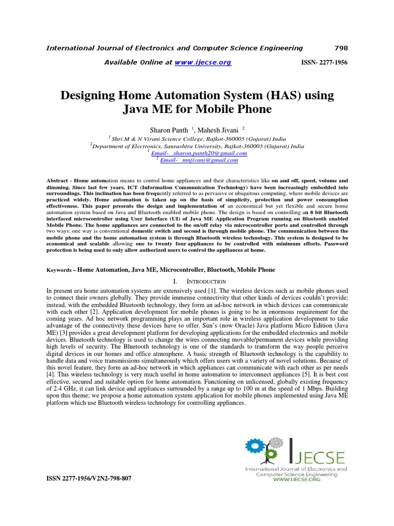 Designing Home Automation System (HAS) Using JAVA | PDF | Bluetooth ...