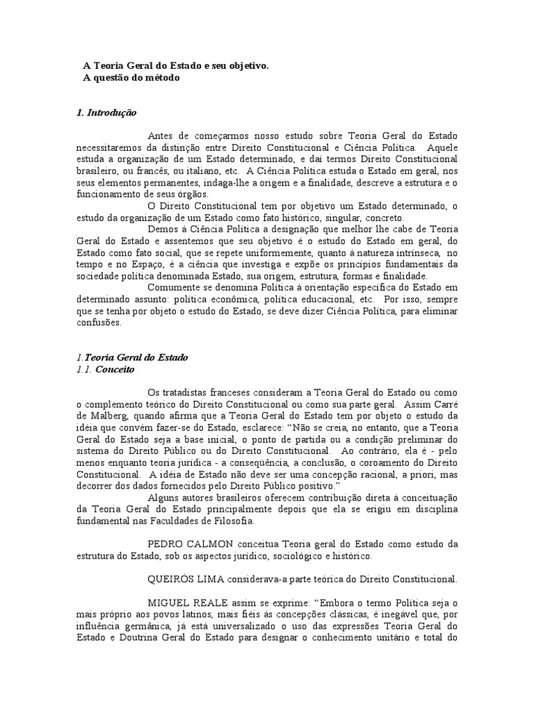 MARVILHOSO A Teoria Geral Do Estado e Seu Objetivo | PDF | Política ...