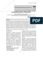 Formulation Development and Characterization of Fast Disintegrating Tablets of Nimesulide