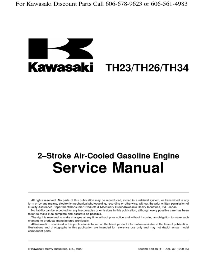 TH23 TH26 TH34 Kawasaki Service Repair Manual PDF Carburetor Valve