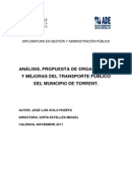 Análisis, propuesta de organización y mejoras del Transporte Público del municipio de Torrent.