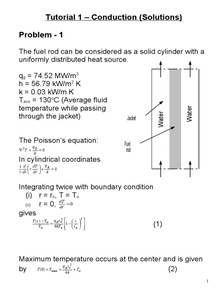 Conduction Tutorial: Heat Transfer Solutions | PDF | Thermal Conduction ...