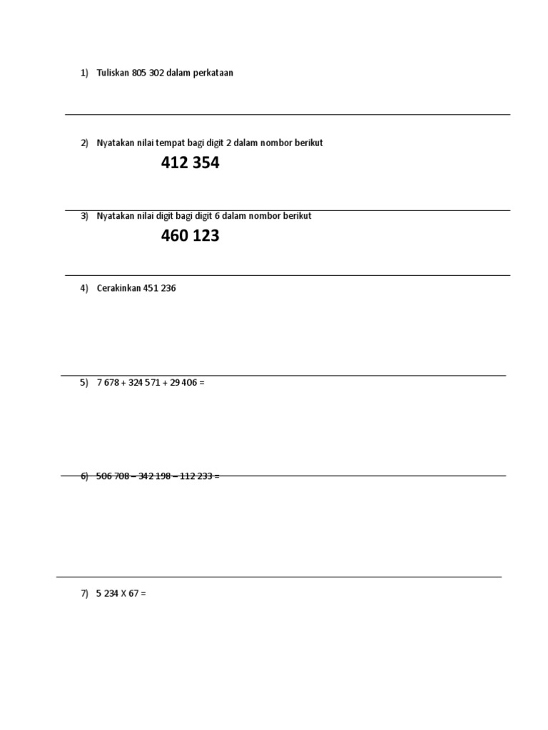 Latihan Matematik Tahun 5