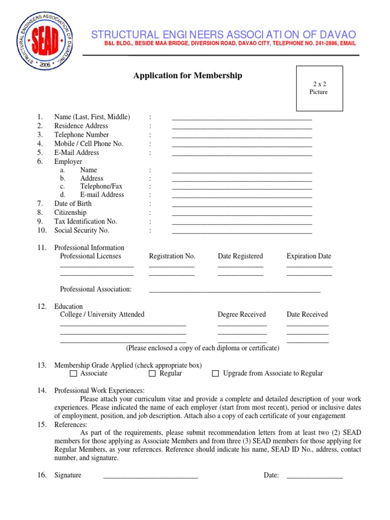 Application Form SEAD PDF | PDF