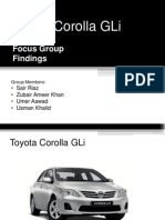 Toyota Corolla Gli: Focus Group Findings