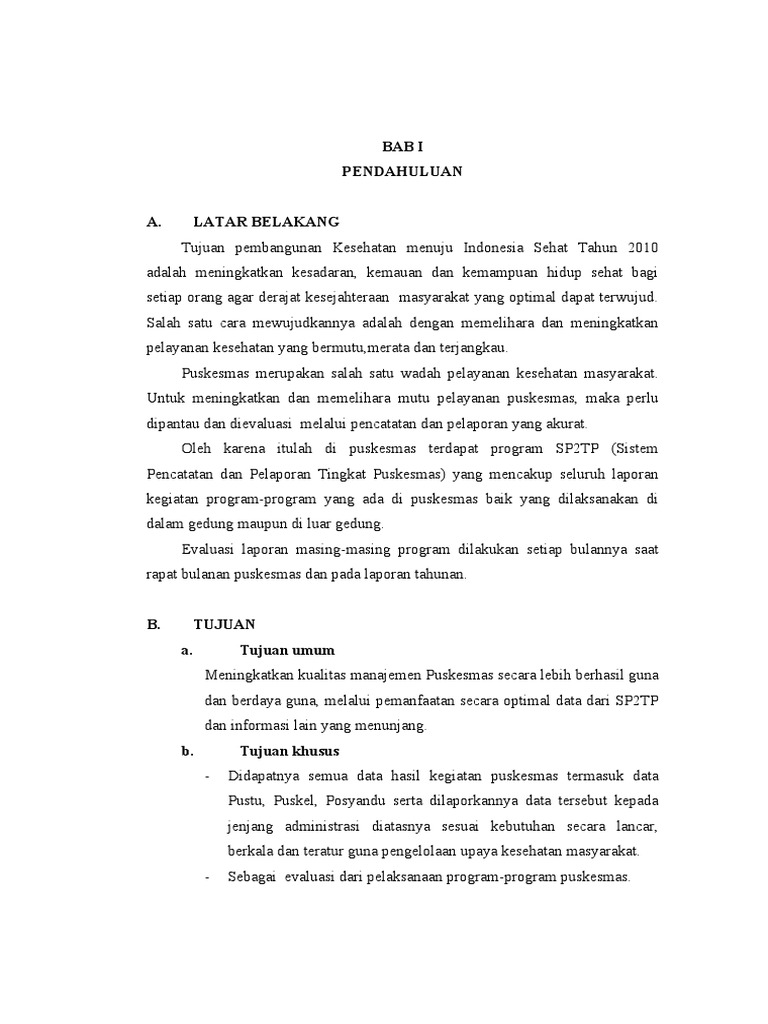 Laporan SP2TP Puskesmas 2008 | PDF