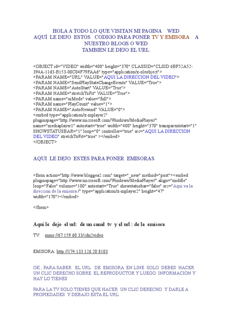 Códigos HTML para TV y Emisoras | PDF | Informática