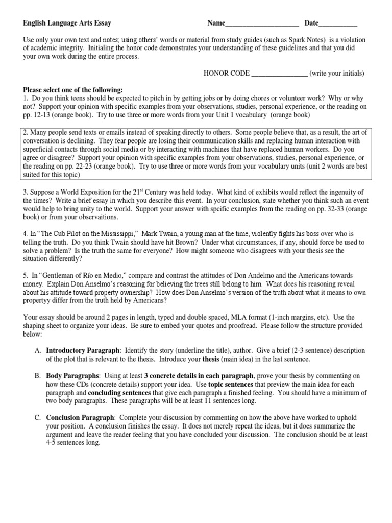 Thesis format example picture