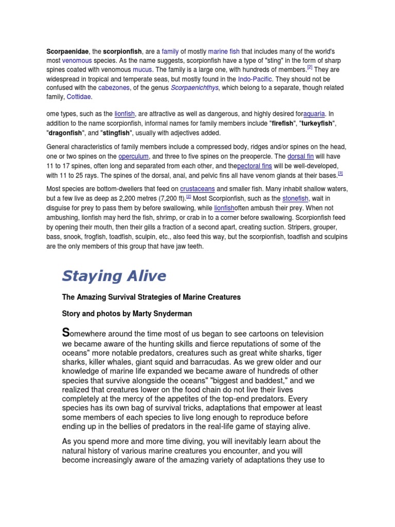 Fish Defense Mechanisms Explained | PDF | Aquatic Vertebrates | Zoology