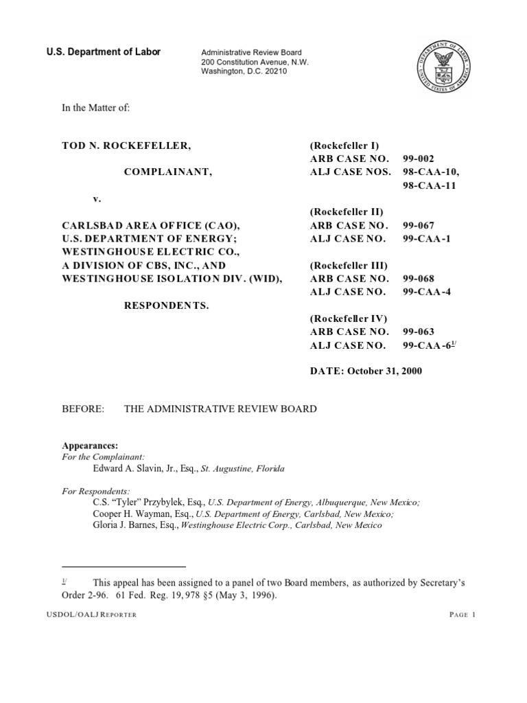 Department of Labor: 99 002A | PDF | Whistleblower | Federal Rules Of ...