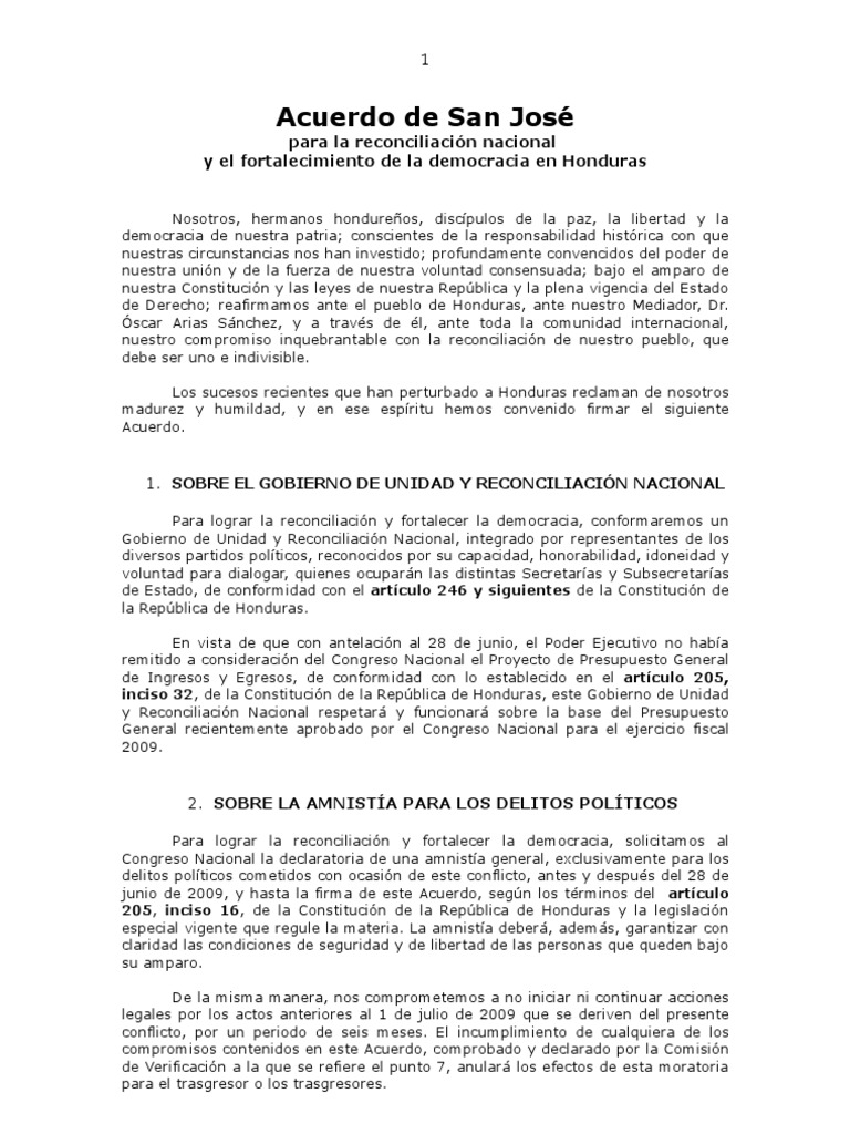 Acuerdo Mediacion Honduras PDF