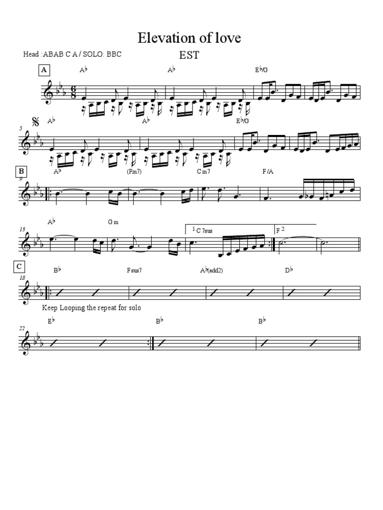 Elevation of Love Lead Sheet PDF