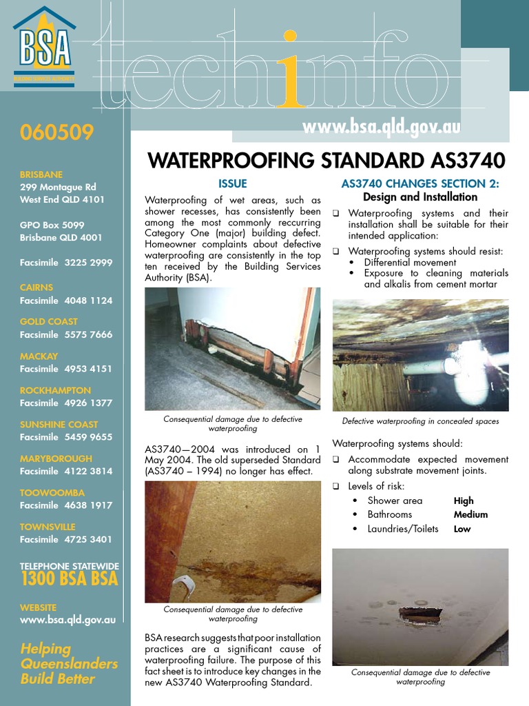 Waterproofing Standard AS3740