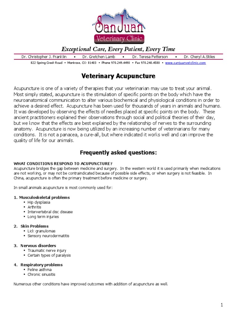 Veterinary Acupuncture Benefits Explained | PDF | Acupuncture | Medicine