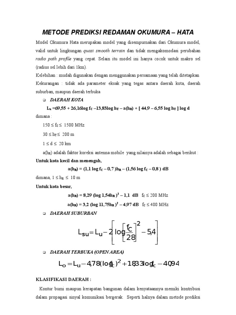 Prediksi Redaman Model Okumura-Hata | PDF
