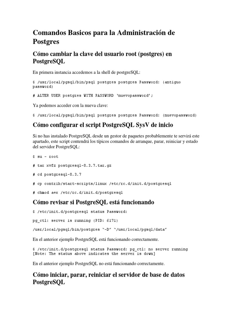 Comandos Básicos de PostgreSQL | PDF | Postgre Sql | SQL