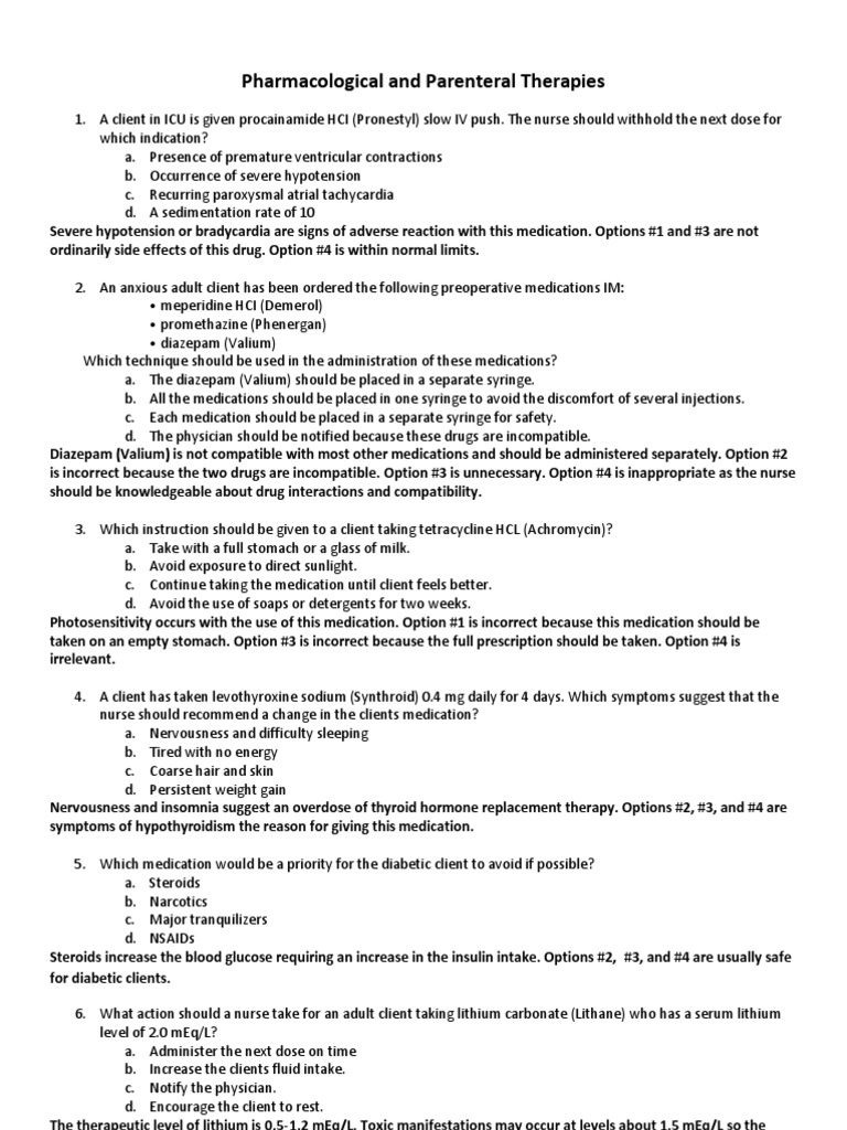Pharmacological and Parenteral Therapies Rationales | PDF | Intravenous ...